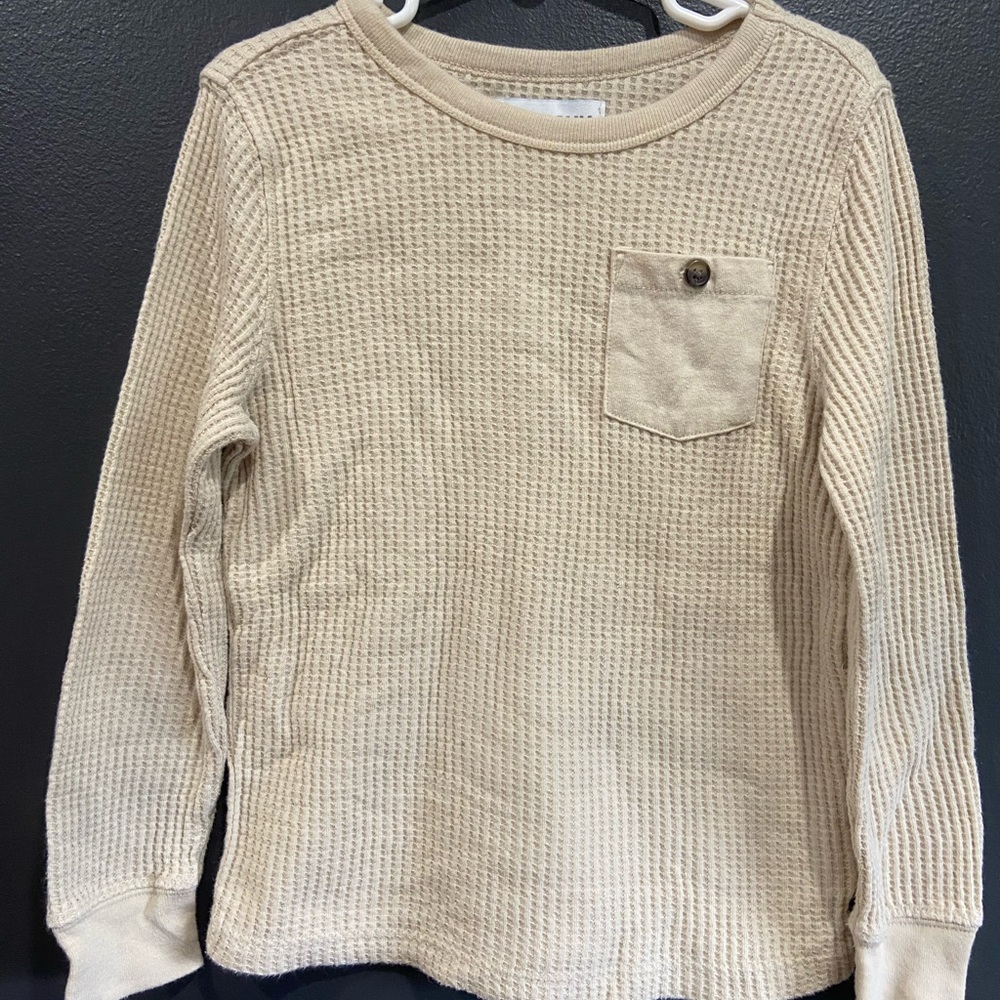 Old Navy Beige Waffle Knit Long Sleeve Shirt